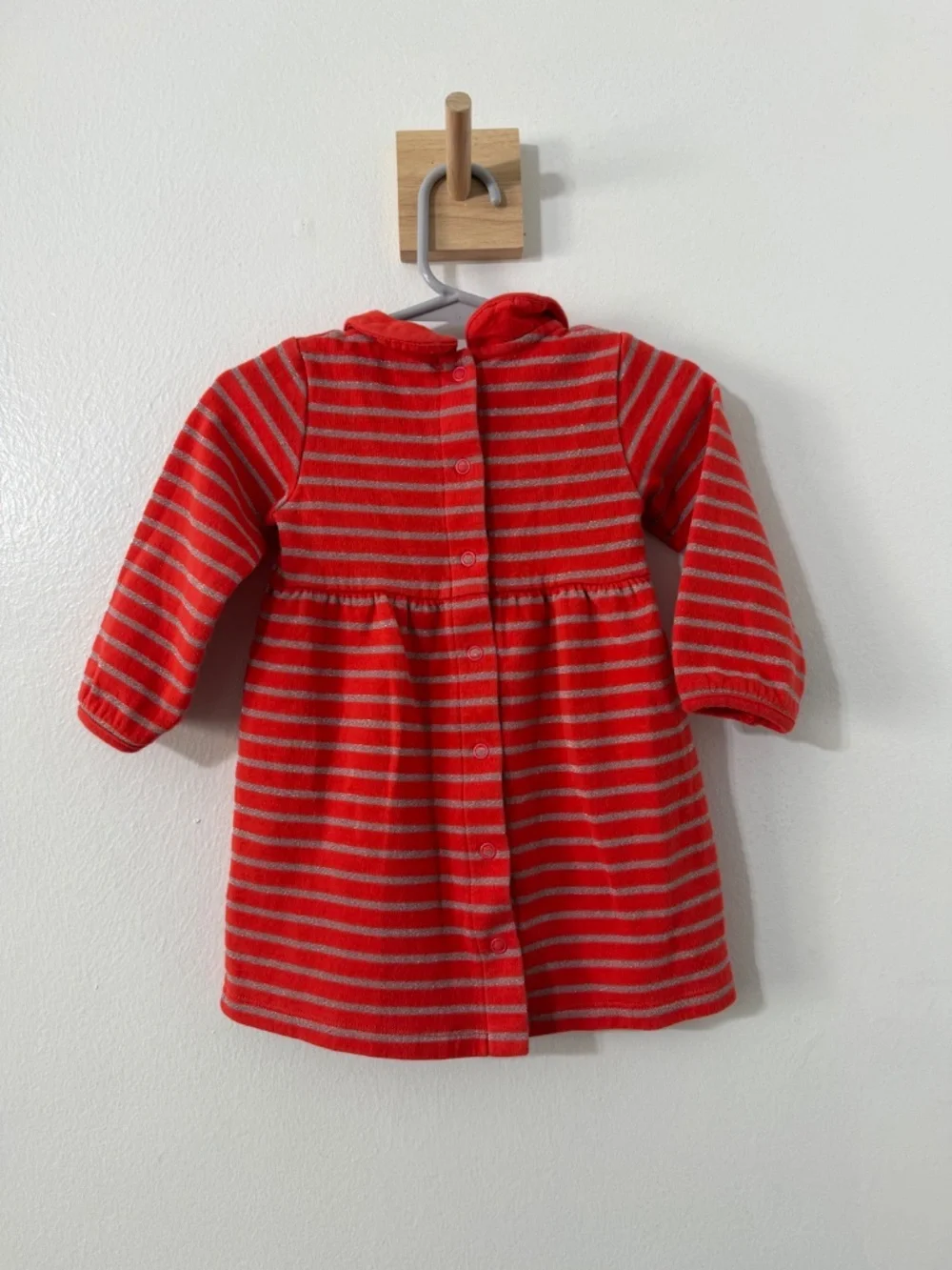 Baby Boden Red Stripe Dress Glitter 6-12 Mos Winter Holiday Christmas Dress